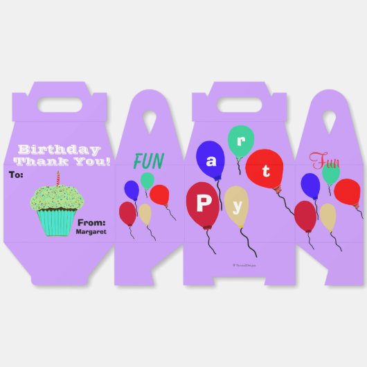 Verjaardag Ballonnen Groene Cupcake Bedankt Naam Bedankdoosjes (Ongevouwen)