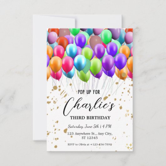 Verjaardag ballonnen met Augmented Reality AR Kaart (Voorkant)