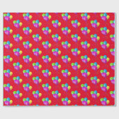 Verjaardag Ballonnen met confetti rood Cadeaupapier (Vlak)