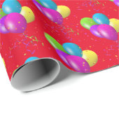 Verjaardag Ballonnen met confetti rood Cadeaupapier (Rol Hoek)