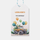 Verjaardag Ballonnen Monster Truck Oerwoud Safari Cadeaulabel (Voorkant)