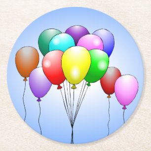 Verjaardag Ballonnen Ronde Papieren Onderzetter