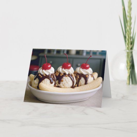Verjaardag Banana Split Kaart (Voorkant)