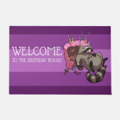 Verjaardag Bandana Funny Raccoon Cake Cartoon Deurmat (Voorkant)