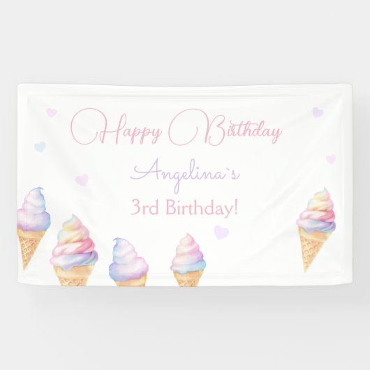 Verjaardag banner ijs. (Horizontaal)