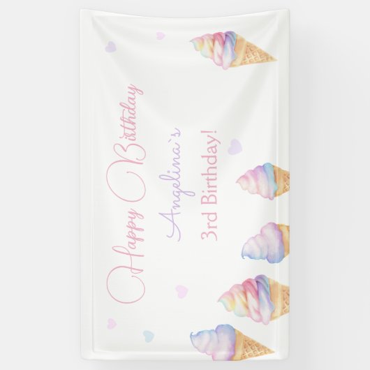 Verjaardag banner ijs. (Verticaal)