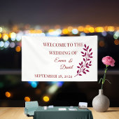 Verjaardag Banner Rood Zwart Bloemen | Elegante br