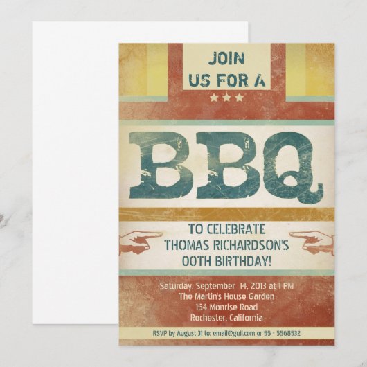 Verjaardag Barbecue Party Uitnodigingen stijl (Voorkant / Achterkant)