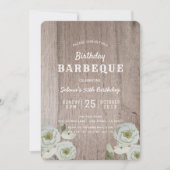Verjaardag Barbeque BBQ Party Rozen Wood Invitatio Kaart (Voorkant)