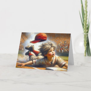 Verjaardag Baseball Jongen Glijden In Huis Bord Kaart
