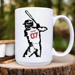 Verjaardag Baseball met naam en rugnummer Koffiemok