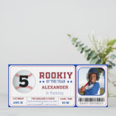 Verjaardag Baseball Ticket FOTO Uitnodiging (Staand voorkant)