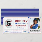 Verjaardag Baseball Ticket FOTO Uitnodiging (Voorkant / Achterkant)