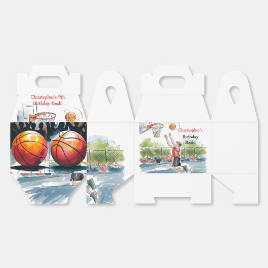 Verjaardag Bash: Hoops en Hype Bedankdoosjes (Ongevouwen)