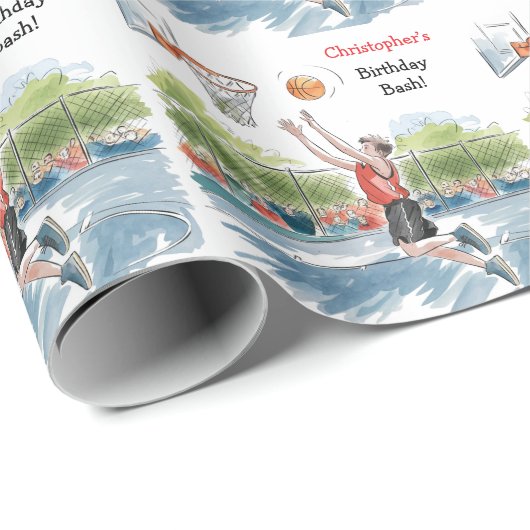 Verjaardag Bash: Hoops en Hype Cadeaupapier (Rol Hoek)