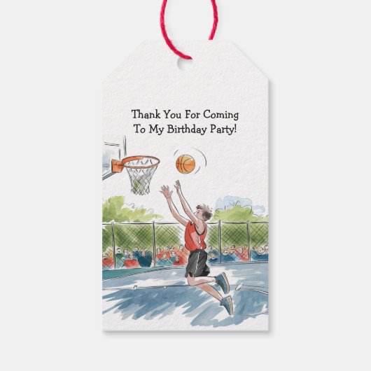 Verjaardag Bash: Hoops en hype Dank je wel Cadeaulabel (Achterkant)