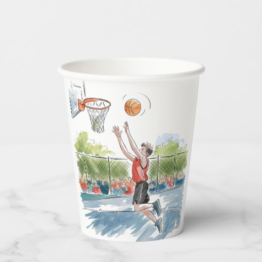 Verjaardag Bash: Hoops en Hype Papieren Bekers (Achterkant)