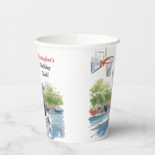 Verjaardag Bash: Hoops en Hype Papieren Bekers (Links)