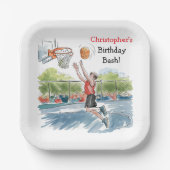 Verjaardag Bash: Hoops en Hype Papieren Bordje (Voorkant)