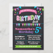 Verjaardag Bash Kinderen Party schoolbord roze Kaart (Voorkant)