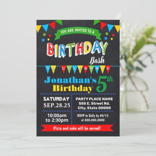 Verjaardag Bash krijtbordfeest Kaart (Staand voorkant)