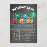 Verjaardag Bash Monster Verjaardag Uitnodiging
