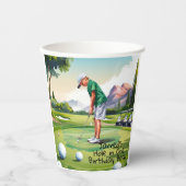 Verjaardag Bash op het groen Papieren Bekers (Voorkant)