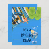 Verjaardag Bash Pool Party Kaart (Voorkant / Achterkant)