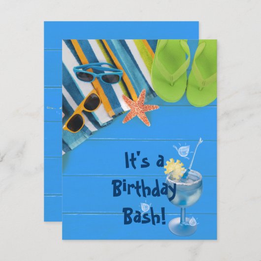 Verjaardag Bash Pool Party Kaart (Voorkant / Achterkant)