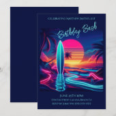 Verjaardag Bash-Sunset Surfboard Neon Lights- Kaart (Voorkant / Achterkant)