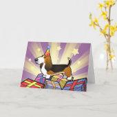 Verjaardag Basset Hound Kaart (Gele Bloem)