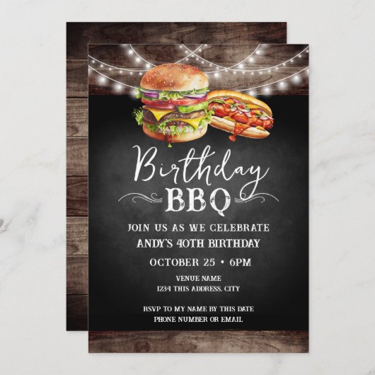 Verjaardag BBQ 40e Verjaardag Uitnodiging (Voorkant / Achterkant)