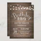 Verjaardag BBQ Uitnodiging Rustieke 90ste Verjaard (Voorkant / Achterkant)