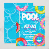 Verjaardag Bday Pool Party Kaart (Voorkant / Achterkant)