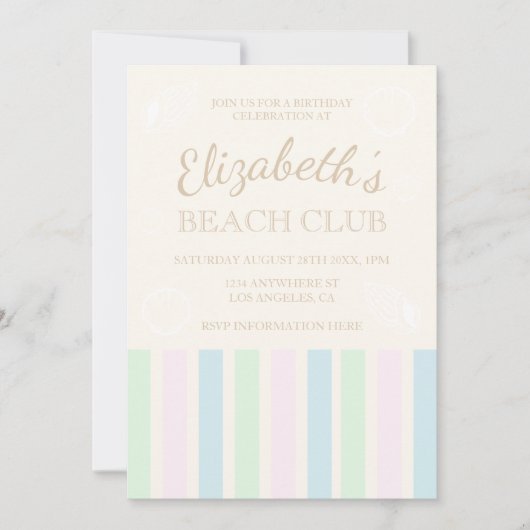 Verjaardag Beach Club Kaart (Voorkant)