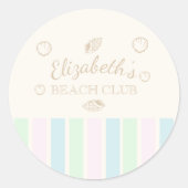 Verjaardag Beach Club Ronde Sticker (Voorkant)