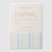 Verjaardag Beach Club Vellum Uitnodigingen (Voorkant)