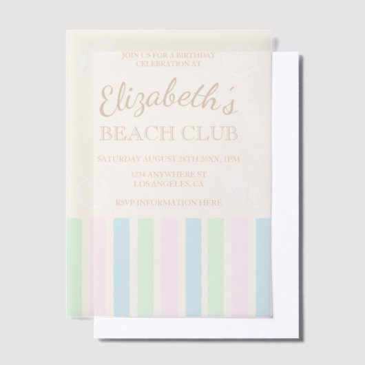 Verjaardag Beach Club Vellum Uitnodigingen (Offset)