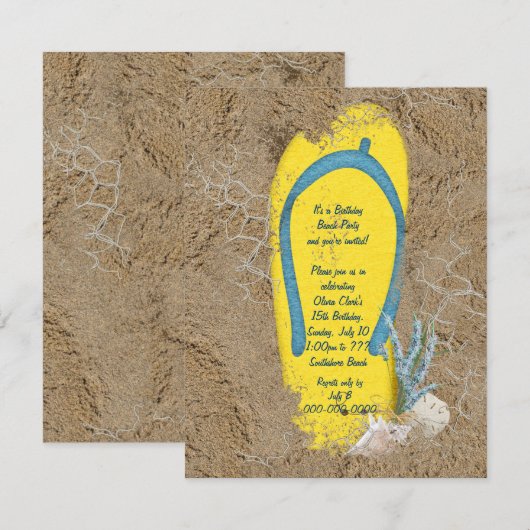 Verjaardag Beach Party Kaart (Voorkant / Achterkant)