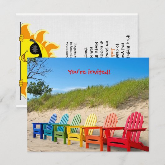 Verjaardag Beach Party Kaart (Voorkant / Achterkant)