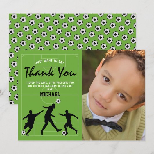 Verjaardag bedankje voor kinderen Voetbal Bedankkaart (Voorkant / Achterkant)