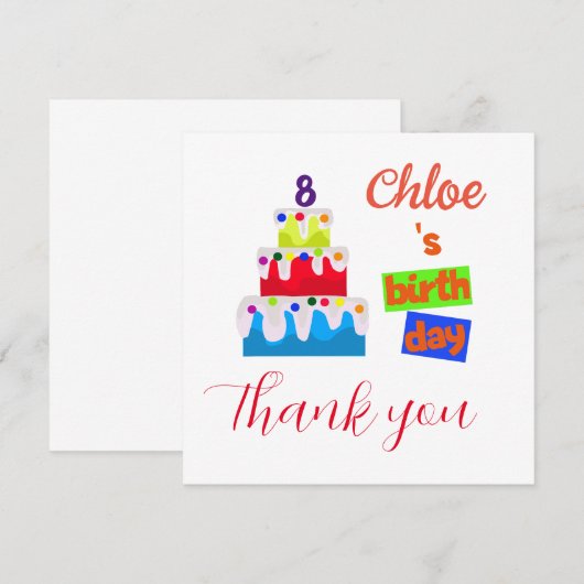 Verjaardag bedankkaart met naam en leeftijd (Voorkant / Achterkant)