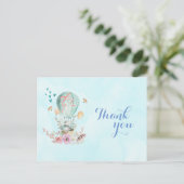 Verjaardag Bedankt Bunny Rijden in een ballon Briefkaart (Staand voorkant)