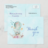 Verjaardag Bedankt Bunny Rijden in een ballon Briefkaart (Voorkant / Achterkant)