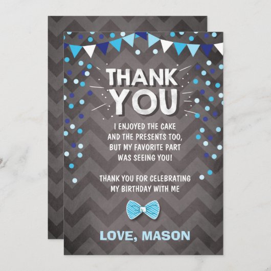 Verjaardag Bedankt Card Boy One Navy Blue Bowtie Kaart (Voorkant / Achterkant)