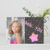 Verjaardag Bedankt Fotokaart met Stars Girl (Staand voorkant)
