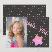 Verjaardag Bedankt Fotokaart met Stars Girl (Voorkant / Achterkant)
