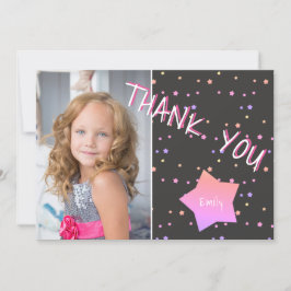Verjaardag Bedankt Fotokaart met Stars Girl