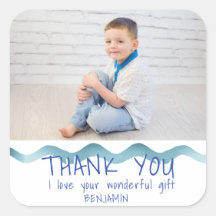 Verjaardag Bedankt Kinderen Foto Sticker Jongen