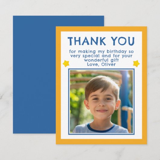 Verjaardag Bedankt Kinderen Fotokaart (Voorkant / Achterkant)